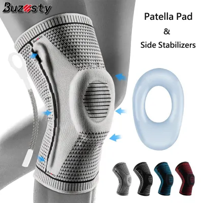 Buzesty Professional Knee Brace for Pain Relief Medical Knee Support with Patella Pad & Side Stabilizers Compression Knee Sleeve for Meniscus Tear ACL Joint Pain Runner Workout