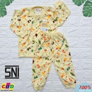 Piyama Bayi Setelan Baju Tidur Bayi Kancing Pundak Anak Usia 6-12 Bulan Motif Dino Almeera Baby and Kids