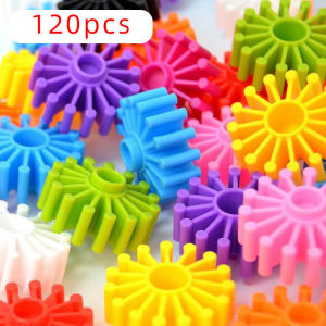60/120pcs Large Gear Building Blocks Set for Children DIY Assembly Puzzle Educational Toys STEM Learning Through Play