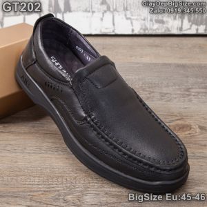Giày tây lười công sở giày xỏ da bò big size cỡ lớn Eu:45-46 cho nam cao to chân ú bè - GT201