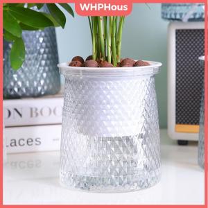 WP💓💛💖 Double-layer Self Watering Plant Pot Transparent Plastic Flower Vase Automatic Lazy Potted Flower Pot Hydroponic Flowerpot Decor
