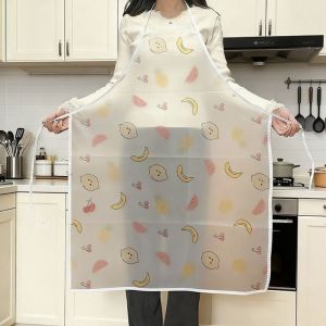 ASDOME Oil-proof Waterproof Printed Apron Stain-resistant Extended Length Cooking Apron Casual Wear-resistant Dishwashing Cleaning Apron Kitchen
