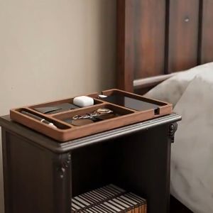 Wooden Organizer Tray Solid Wood Partition Storage Box Phone Headphone Debris Office Desktop Storage