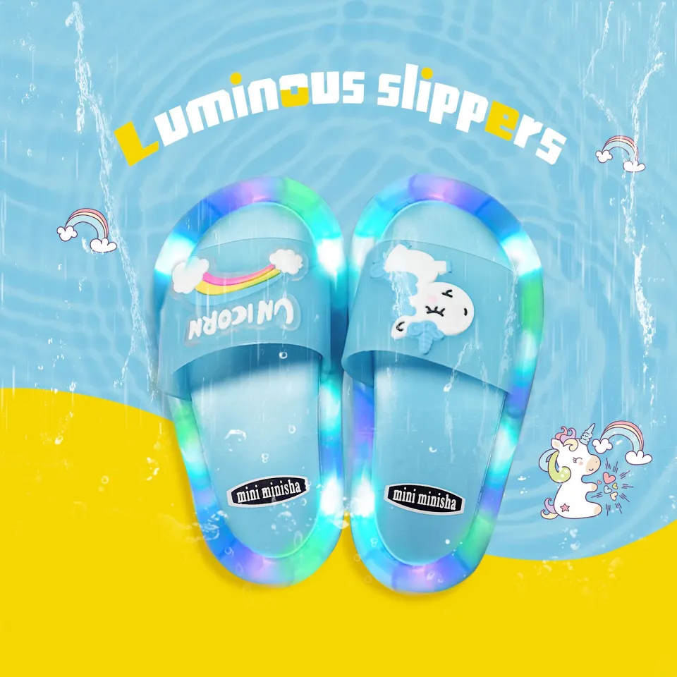 Girl Slippers Children Unicorn LED Kids Slippers Baby Sandals Kids Shoes  for Girl Boys Light Up Shoes Toddler