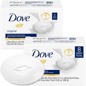 Dove Soap Original Beauty Bar 2-Pack (8 Soap Bars) – 3-in-1 Moisturizing Face Body & Hand Soap 3.17 Oz Ea