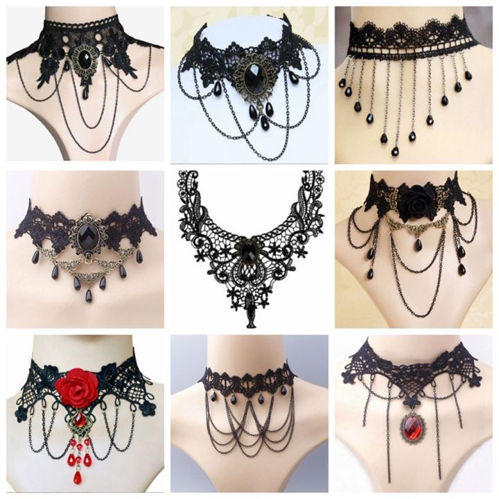 1PC Black Lace Necklace Collar Women Choker Velvet Victorian Vintage ...