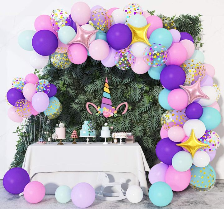 112 PCS Little Mermaid Party Decorations,Girls Mermaid Balloon Garland with  Back