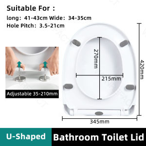 Bathroom Toilet Seat Mute Closed Seat Non-Slip Toilet Seat Widened Curved Round Toilet Seat