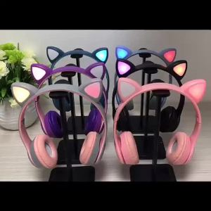 MZ-47 Cartoon Cat Ear Light-Up Head-mounted Stereo Bluetooth Headphones P47M Direct Sales