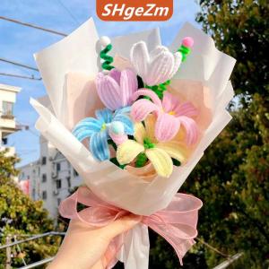[COD] SHgeZm 100pcs đầy màu sắc Chenille gốc Xoắn Rod len gốc Fluffy thanh sắt dây Tự Làm Thủ Công xoắn trang trí ống chất tẩy rửa sang trọng