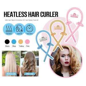 Heatless Hair Curlers For Long Hair To Sleep In Overnight No Heat Silk Curls Headband Ribbon and Flexi Rods for Natural Hair