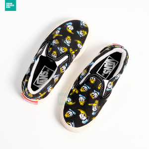Sepatu Anak Slip On Donald Bebek Hitam Size Laki laki Perempuan - Urban Sneaker Kids