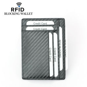 RFID กระเป๋าใส่เงินของผู้ชายหนังแท้ปิดกั้นกระเป๋าใส่บัตรเครดิตขนาดเล็กคลิปหนีบธนบัตรกระเป๋าใส่เหรียญ ID บางสำหรับกระเป๋าใส่เงินกระเป๋าผู้ชาย