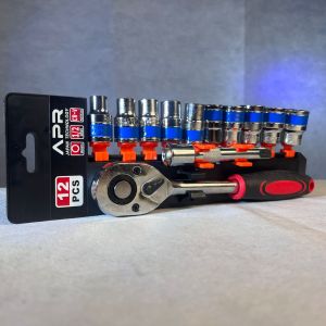 Kunci shock 1 set lengkap Kunci Set Socket Sok 12pcs AP67 Wrench Rachet alat perkakas lengkap Rachet