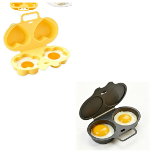 Jbmbhc 1/2 cái Khuôn tim hoa chảo rán trứng vi sóng hình dạng kép dùng cho thực phẩm Nồi hấp không dầu PP 16cm màu vàng Tiện Ích Nhà Bếp cấp thực phẩm PP (chịu nhiệt)
