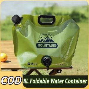 8L Outdoor Water Storage Bag with Faucet Thickened Plastic Water Bag Car Camping Barbecue