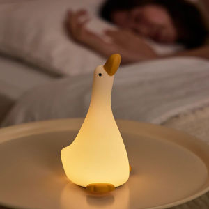 Tapping Cute Duck Lamp Rechargeable Dimmable Nightlight Silicone LED Bedside Lamp Nursery Touch-Sensitive Childrens Gift Soft Light Eye Care USB Rechargeable