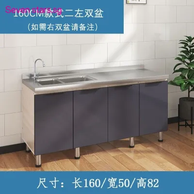 Storage Household With Gas Stove Sink Cupboards Stainless Steel Kitchen Wash Simple One Cabinet Home Economy Cupboard
