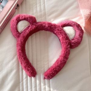 Bando Bandana Scrunchie Scrunchy Karakter Beruang Strawberry Stroberi Bondu Cosplay Motif Bear Ears Bandana Wanita Cewek Korea Korean Style Beruang Pink Strawberry Imut Anak Dan Dewasa Fashion Aksesoris Rambut Headband Empuk Hair Band