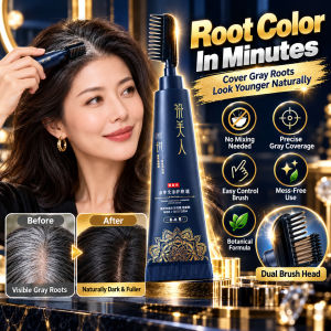 Herbal Hair Dye Comb Natural Hair Color Comb Dual Brush Head Quick Gray Coverage Root Touch Up Brush Hair Dye Applicator Single Dose Easy Home Hair Coloring Tool