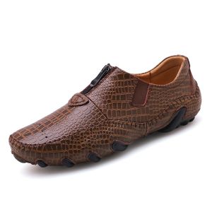 Prikol British Klasik Import Kulit Sepatu Pria Ritsleting Dewasa Casual Santai Keren Loafer Kekinian Sepatu Slip On Cowok 174