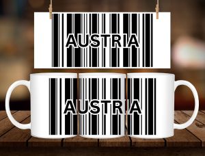 * 1 PC MUG WITH BOX * BARCODE MUG NEW INTERNATIONAL DESIGN 11oz with BOX SOUVENIR (AUSTRALIA AUSTRIA BELGIUM BRAZIL)