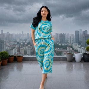 ✨ Emma Tokong Terno Set Trendy Printed Design Super Comfy Cotton Spandex Stretchable Waist E