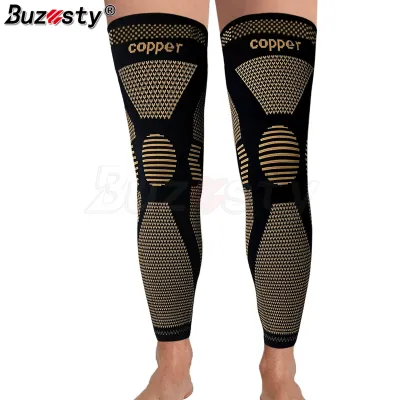 Buzesty Leg Brace Compression Sleeve (Pair) Copper Knee Sleeves Anti Slip Compression Stockings Support for Thigh Knee Calf Arthritis 20-30mmHg Reduce Varicose Veins Swelling for Men & Women