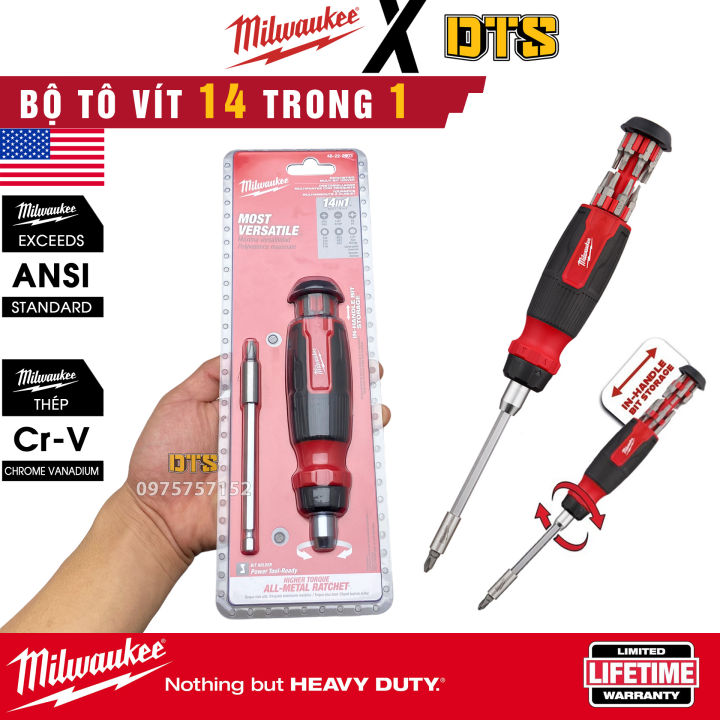 Bộ tua vít đa năng 14 trong 1 Milwaukee | Bộ tô vít đảo chiều sửa chữa ...