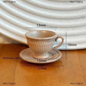 [COD] Man YingLie 2PCS Small Luxury French Coffee Cup Plate Set Toy Dollhouse Mini Furniture Model DIY Accessories Miniature Scene Decoration