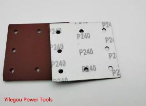 20 แผ่นกระดาษทรายสี่เหลี่ยมขนาด 115 x 105 มม. กระดาษทรายฟล็อคกิ้ง 115 มม. 8 รู สำหรับขัดไม้และโลหะเบา ป80--320. แพ็คผสม