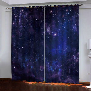 LZD  Bán Hàng Trực Tiếp curtains Bức Tranh Rèm LOGO3d In Kỹ Thuật Số Bầu Trời Đầy Sao Bắc Âu Rèm Cửa