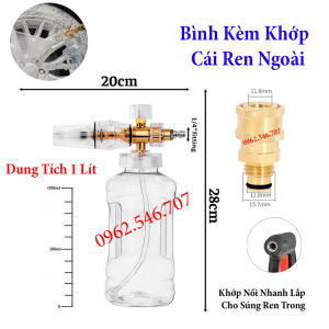 Bình xịt bọt tuyết 1L cao cấp lắp máy rửa xe mini máy rửa xe gia đình máy rửa xe áp lực cao máy rửa xe dây đai Curoa