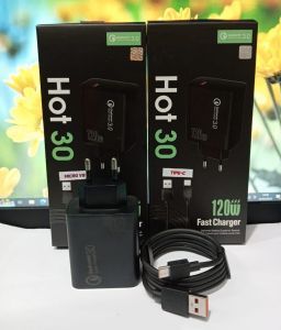 Charger  FOR INF Hot 30 120W Fast Charger  Batok Adapter + Kabel Data Support Fast Charging Quick Charge 3.0