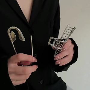 AMORCOME New Design Safety Large Metal Pin Hair Claws Barrettes for Women Girls Hair Accessories Hairclips Hairpins Headwear