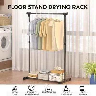 Single Pole Strong Steel Structure Laundry Cloth Rack Organizer Hanging Rack / Drying Rack / Clothes Rack / Space Save Rak Baju Besi Ampaian Baju