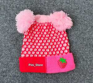 Topi Rajut Bayi Strawbery Warna Kombinasi ( 0-2 Tahun )