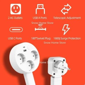 Hanson8 Electrical Outlet Extender Power Socket Sofa Bedside Table Expander R6P8Q
