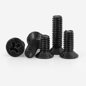 M1 M1.2 M1.4 M1.6 M1.7 Black Carbon Steel Cross Phillips Flat Countersunk Head Screw Bolt