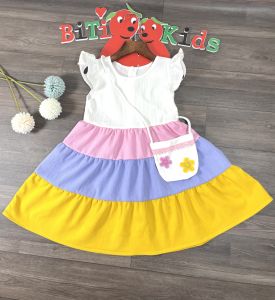 Váy trẻ em đầm bé gái kèm túi siêu xinh SHOPMINAKIDS thiết kế cao cấp 4 màu size từ 0-8 tuổi