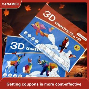 【CANAMEK】 1 Bộ động vật đào tạo nhận thức giác ngộ đồ chơi đề can 3D cắt dán hình học trẻ em câu đố tăng cường tập trung dán thủ công