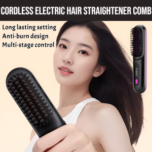 Portable Straightening and Curling Cordless Negative Ion comb Portable Hair Styling Tool Rechargeable Styling Comb