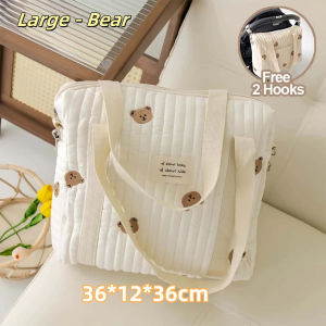 Korean Shoulder Bag Cotton Mummy Bag Baby Diaper Bag Waterproof Stroller Bag Large Capacity Travel Bag