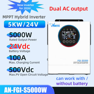 5KW/6.5KW MPPT Hybrid Solar Inverter Off Grid Inverter Pure Sine Wave Inverter 24V 48V Input 220VAC Output Support no Battery Work MAX 500V PV Solar Inverter