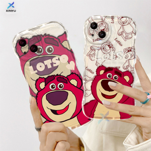 (Lokal Ready) Xinyu Casing hp OPPO Reno 8T 4G Reno 6 5G Reno 5 Reno 5F Reno 4F Kartun Lucu Lotso Strawberry Bear Tepi Bergelombang Pasangan Soft Clear Case