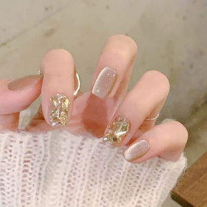 Free 24Pcs Sticker Glue 24Pc Press On Nails Nail Art Patch Fake Nails Flame Flase Nails Waterproof Detachable Nail Patch