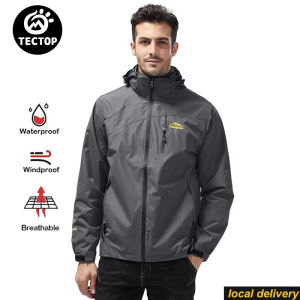 TECTOP Tactical Jackets For Men Outwear Military Waterproof Jacket With Hood Lightweight Jacket Zipper Coats Windbreaker