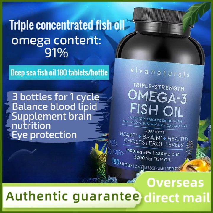Omega 3 Fish Oil Viva Naturals VIVA Naturals - Omega-3 Deep Sea Fish Oil Softgels, 180 Capsules