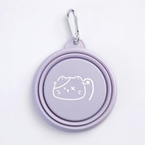 INCUBAT TPE Macaron Pet Bowl 350ml Cartoon Pattern Portable Pet Bowl Multipurpose with Hanging Holes Travel Pet Bowl Outdoor Travel