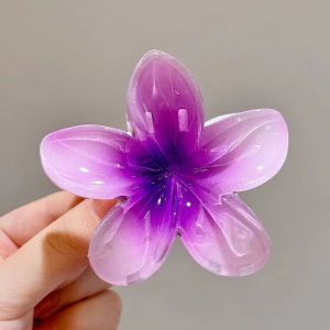 ALENADAY - Jepitan Rambut Wanita dewasa Korea Klip Bunga Plumeria Besar Warna Gradient Cantik JPT18
